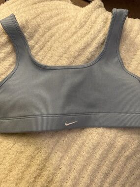 Nike Light Blue Ribbed Scoop Sports Bra
